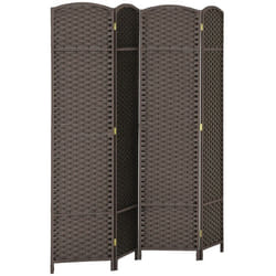 Paravent interieur - HOMCOM - en bois - 4 panneaux - 160 x 170 cm - pour salon chambre à coucher - marron