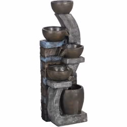 Sublimez votre jardin avec notre fontaine extérieure de jardin à cinq niveaux, idéale pour les espaces rustiques ou Zen. Équi ...