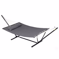 Profitez de notre hamac suspendu avec support, combinant une assise matelassée, oreiller intégré et cordes renforcées pour sé ...