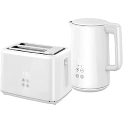 Homcom - Ensemble bouilloire 1,5L et grille-pain 2200W 2 tranches 7 niveaux de brunissage plateau à miettes blanc gris