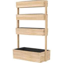 Jardinière bois 4 niveaux - inserts d'irrigation, feutres de drainage - dim. 88 x 45 x 140 cm - bois sapin pré-huilé