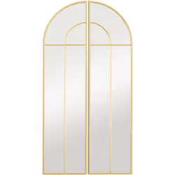 Élégant miroir mural HOMCOM à arc, avec un design de fenêtre longue fini en or, parfait pour embellir salon ou couloir. Desig ...