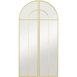 Homcom - Miroir mural style verrière dim. panneau 30 x 120 cm métal doré verre