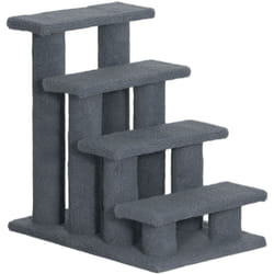 Escalier pour chat - escalier pour chien - 4 marches - revêtement flanelle grande douceur haute densité - structure panneaux particules - gris