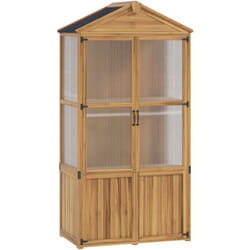 Outsunny - Armoire de jardin en bois - 2 portes, 2 étagères, toit bitumé - dim. 94 x 55 x 178 cm - sapin pré-huilé polycarbonate
