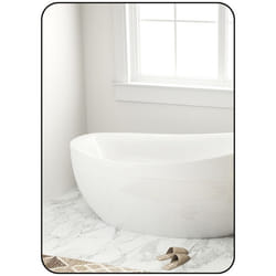 Miroir de salle de bain - HOMCOM - 50 x 70 cm - avec cadre en alliage daluminium noir - pour salle de bain chambre salon entrée