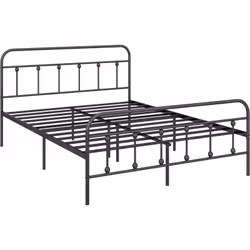 Cadre de lit HOMCOM minimaliste en métal, adapté à tout décor. Taille double pour matelas de 140 x 200 cm, en acier revêtu de ...