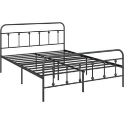 Homcom - Lit double acier noir - tête de lit, pied de lit et sommier inclus - compatible matelas 140x200 cm