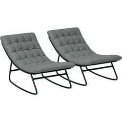 Outsunny - Lot de 2 fauteuils à bascule de jardin avec matelas style Chesterfield acier noir tissu gris