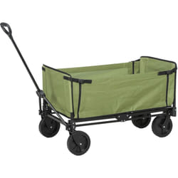 Outsunny - Chariot de jardin pliable 130L - housse zippée amovible, poignée télescopique mobile - acier noir tissu kaki