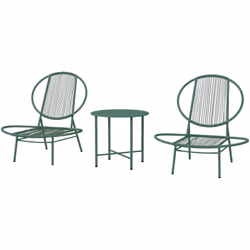 Découvrez l'ensemble de table et chaise de jardin extérieur Outsunny, comprenant deux chaises en coquille ajourées et une tab ...