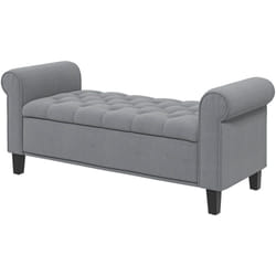 Homcom - Banc coffre banquette coffre de rangement velours dim. 126 x 48,5 x 57 cm piètement bois hévéa noir gris