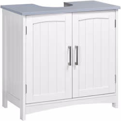 Meuble sous-lavabo kleankin, idéal pour les lavabos sur pied, avec un design élégant qui s'adapte à tout décor. Fabriqué en M ...
