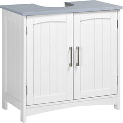 Kleankin - Meuble sous vasque sur pied 2 portes étagères dim. 60 x 33 x 76 cm blanc gris