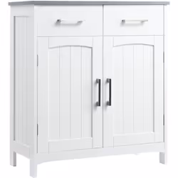 Optimisez le rangement avec ce meuble de salle de bain sur pied kleankin en MDF robuste. Doté de deux tiroirs, un placard ave ...