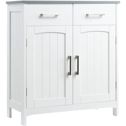 Kleankin - Meuble bas de salle de bain sur pied - 2 tiroirs, 2 portes, étagère - dim. 68 x 33 x 76 cm - blanc gris
