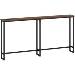 Homcom - Console d'entrée style industriel - prises de courant et usb intégrées - dim. 160 x 20 x 80 cm - acier noir effet bois