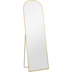 Miroir sur pied - miroir mural rectangulaire arrondi - dim. 50L x 161,5H cm - alu. doré