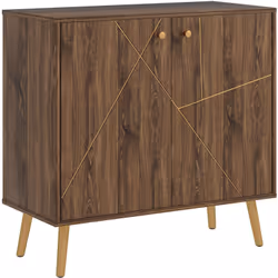 Embellissez votre intérieur avec le buffet HOMCOM et ses lignes dorées élégantes. Étagère réglable idéale pour la cuisine ou  ...