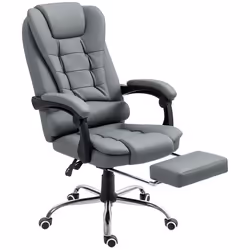 Fauteuil de bureau - HOMCOM - dossier inclinable - roulettes - Revêtement synthétique - 64.5x69x117cm - gris