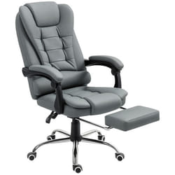 Fauteuil de bureau - HOMCOM - dossier inclinable - roulettes - Revêtement synthétique - 64.5x69x117cm - gris