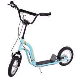 Trottinette pour enfants - HOMCOM - 5 à 12 ans - avec 2 roues - hauteur réglable - double freins - charge 100 kg - bleu