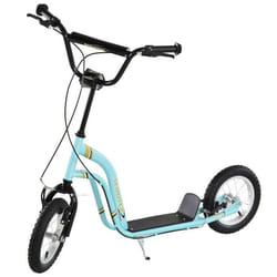 Trottinette pour enfants - HOMCOM - 5 à 12 ans - avec 2 roues - hauteur réglable - double freins - charge 100 kg - bleu