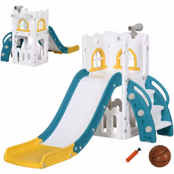 Explorez le jeu avec le toboggan d'intérieur AIYAPLAY pour enfants de 1 à 3 ans. Un design quatre-en-un avec glissière, panie ...