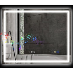 Miroir lumineux led salle de bain 100 x 80 cm bluetooth interrupteur tactile lumière réglable 3 couleurs fonction anti-buée et mémoire