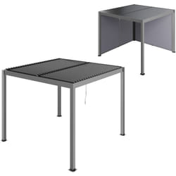 Outsunny - Pergola bioclimatique en alu 3 x 3 m - lames orientables 2 parties indépendantes, 2 stores latéraux - anthracite