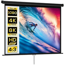 Écran de projection - HOMCOM - 84 pouces 4:3 4K HD - pour home cinéma - fixation mur ou plafond - 181l x 8P x 138H cm noir
