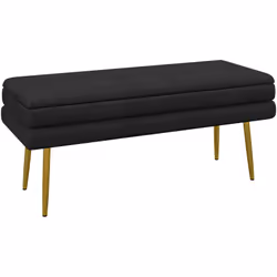 Cette magnifique banquette style classique chic allie à la fois sobriété et raffinement. Son piètement métal doré et assise a ...