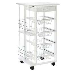 Desserte cuisine - HOMCOM - roulettes - tiroir 4 paniers et étagères latérales - 47 x 37 x 83 cm - blanc