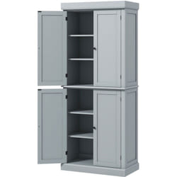 Buffet haut - armoire de cuisine - dim. 76 x 40,5 x 184 cm - 2 portes, 4 étagères - gris