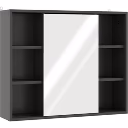 Ce superbe miroir de salle de bain avec placard et étagères (4 étagères latérales + 2 étagères intérieures) vous permettra de ...