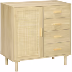 Cherchez un buffet élégant et pratique ? Ce meuble de rangement HOMCOM avec portes en treillis de rotin offre un style bohème ...