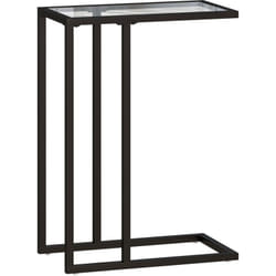 Homcom - Bout de canapé design - guéridon - table de lit - acier noir plateau verre trempé