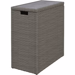 Explorez le coffre de rangement en osier de Outsunny, avec 66 litres de capacité. Équipé d'une tige pneumatique et d'une poig ...