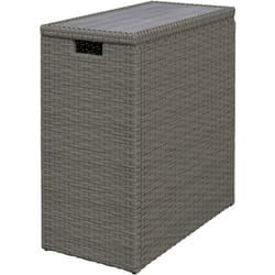 Outsunny - Coffre de jardin en résine tressée 66L dim. 28 x 55 x 60 cm plateau bois acacia gris