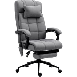 Chaise de bureau ergonomique design - fonctions massante et chauffante - inclinable, réglable - repose-pied - tissu gris