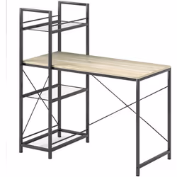 Découvrez le bureau HOMCOM avec étagères réversibles modulables des deux côtés. Structure en X pour plus de stabilité, style  ...