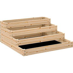 Outsunny - Carré potager jardinière en escalier 4 niveaux dim. 113 x 113 x 46 cm bois sapin naturel