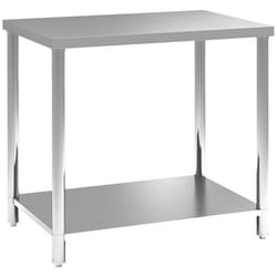 Table de travail - HOMCOM - en acier inoxydable - 2 étagère - pour cuisine garage jardin - 90 x 60 x 86 cm - argenté