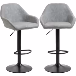 Apportez élégance à votre cuisine avec les tabourets de bar HOMCOM. Assises avec dossier, bras, rotation 360° pour confort op ...