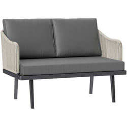 Outsunny - Canapé de jardin 2 places design contemporain - 3 coussins - acier gris résine filaire naturel