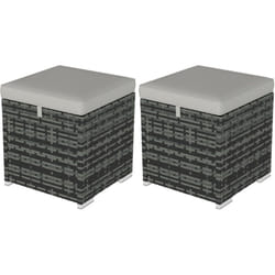 Outsunny - Lot de 2 poufs coffres de jardin - coussins zippés déhoussables - résine tressée aspect rotin gris