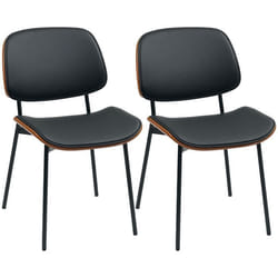 Lot de 2 chaises de salle à manger - HOMCOM - style rétro classique cadre en bois courbé pour salon chambre cuisine noir