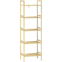 Homcom - tagère salle de bain bois bambou verni 5 niveaux réglables étagères à lattes dim. 43 x 31 x 142 cm