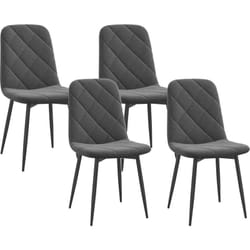 Lot de 4 chaises velours - chaises de salle à manger design Chesterfield - gris