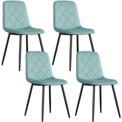 Lot de 4 chaises velours - chaises de salle à manger design Chesterfield - vert d'eau